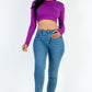 Crew Neck Long Sleeve Cropped Top