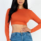 Crew Neck Long Sleeve Cropped Top