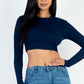 Crew Neck Long Sleeve Cropped Top