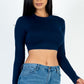 Crew Neck Long Sleeve Cropped Top