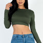 Crew Neck Long Sleeve Cropped Top