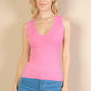 Ribbed V-Neck Sleeveless Top