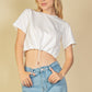 French Terry Toggle Drawstring Crop Top
