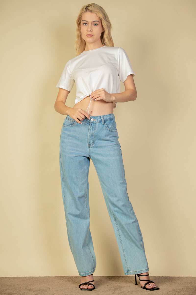 French Terry Toggle Drawstring Crop Top