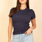 Ribbed Round Neck Short Sleeve Top