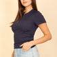 Ribbed Round Neck Short Sleeve Top