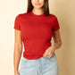 Ribbed Round Neck Short Sleeve Top