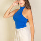 Ribbed Halter Neck Backless Top