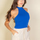 Ribbed Halter Neck Backless Top