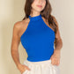 Ribbed Halter Neck Backless Top