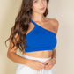 One Shoulder Ribbed Cropped Top