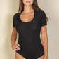 Ribbed Scoop Neck Short Sleeve Bodysuit
