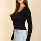 Square Neck Long Sleeve Top