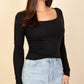 Square Neck Long Sleeve Top