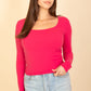Square Neck Long Sleeve Top