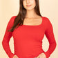 Square Neck Long Sleeve Top