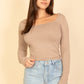 Square Neck Long Sleeve Top