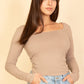 Square Neck Long Sleeve Top