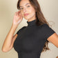Solid Mock Neck Short Sleeve Top