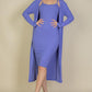 Ribbed Cardigan & Cami Midi Bodycon Dress