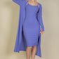 Ribbed Cardigan & Cami Midi Bodycon Dress