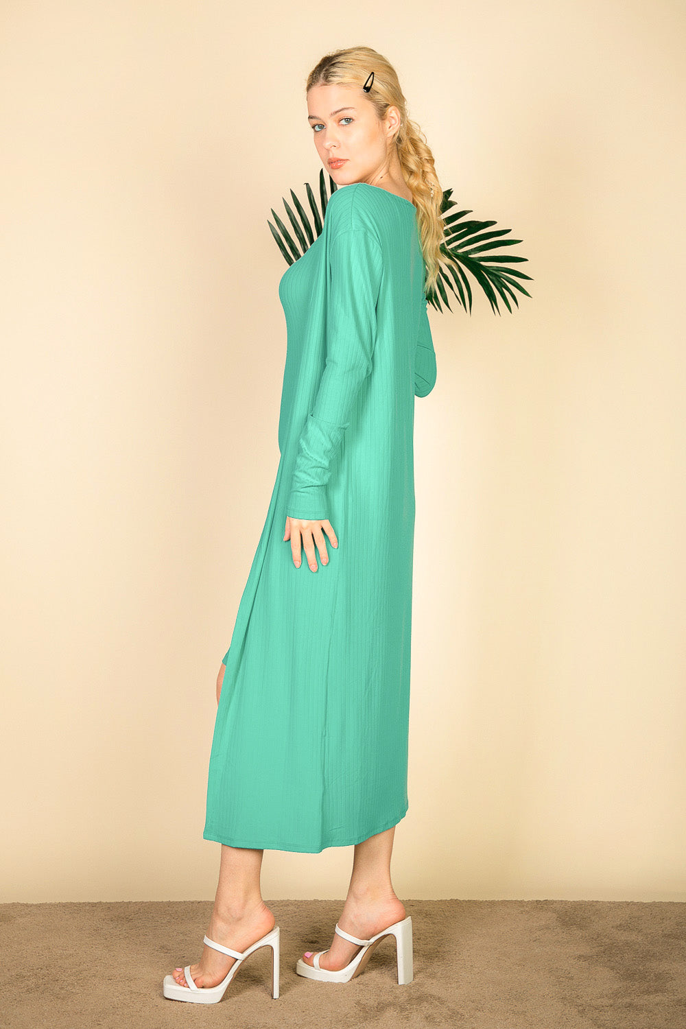 Ribbed Cardigan & Cami Midi Bodycon Dress