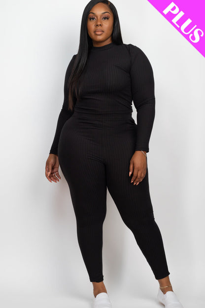 Ribbed Mock Neck Long Sleeve Top & Leggings Set