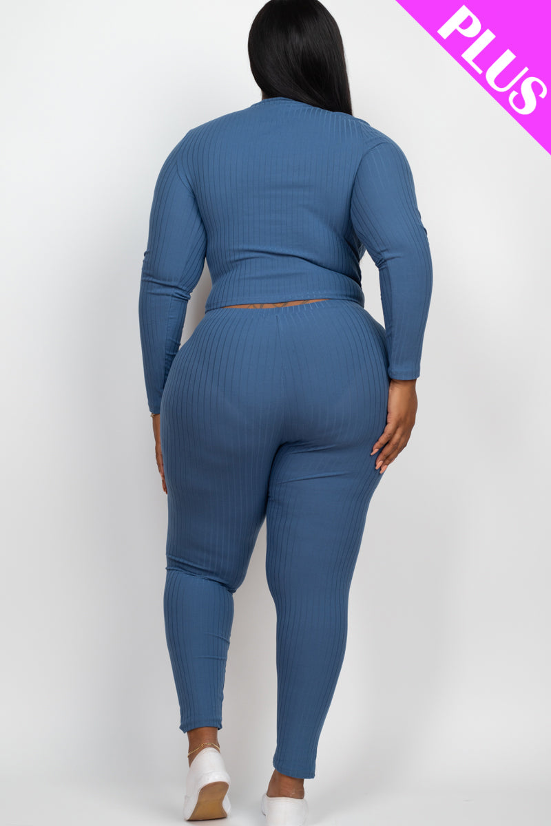 Ribbed Mock Neck Long Sleeve Top & Leggings Set