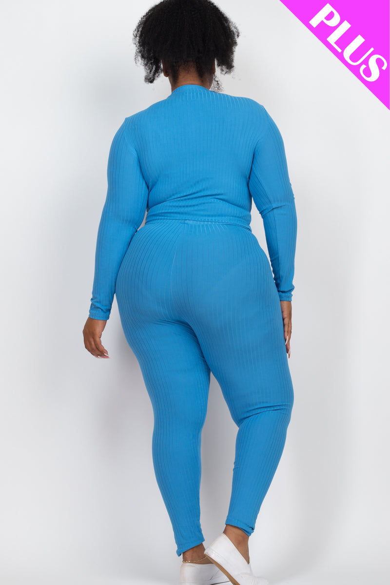 Ribbed Mock Neck Long Sleeve Top & Leggings Set