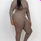 Ribbed Mock Neck Long Sleeve Top & Leggings Set