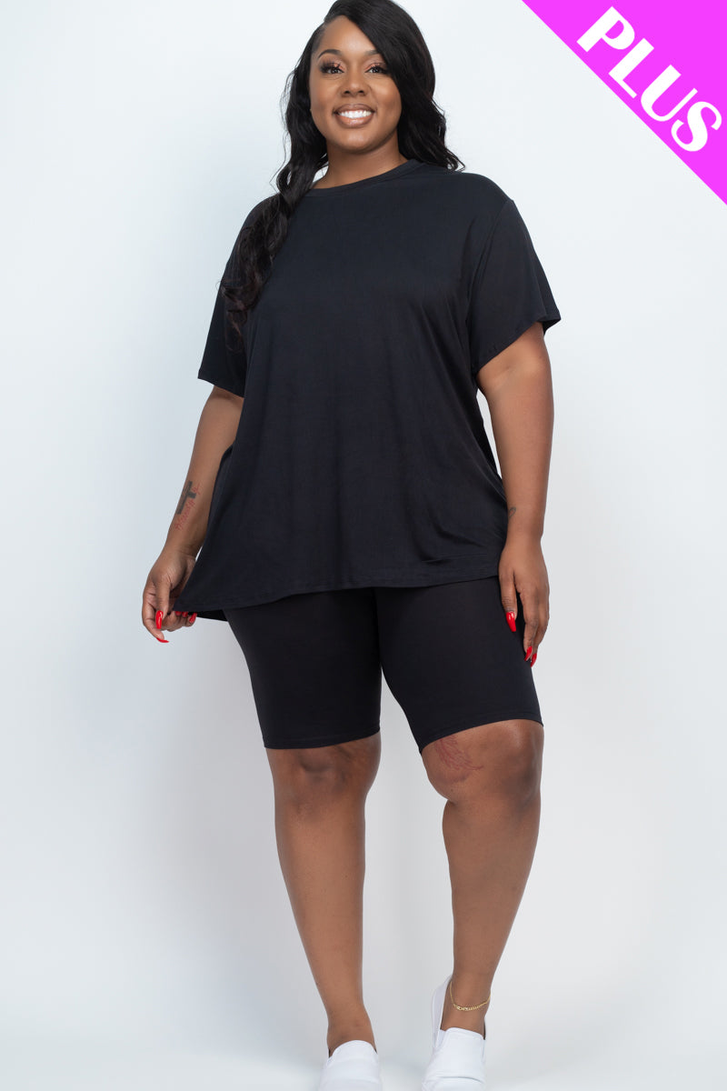 Loose Fit Top&Biker Shorts Set