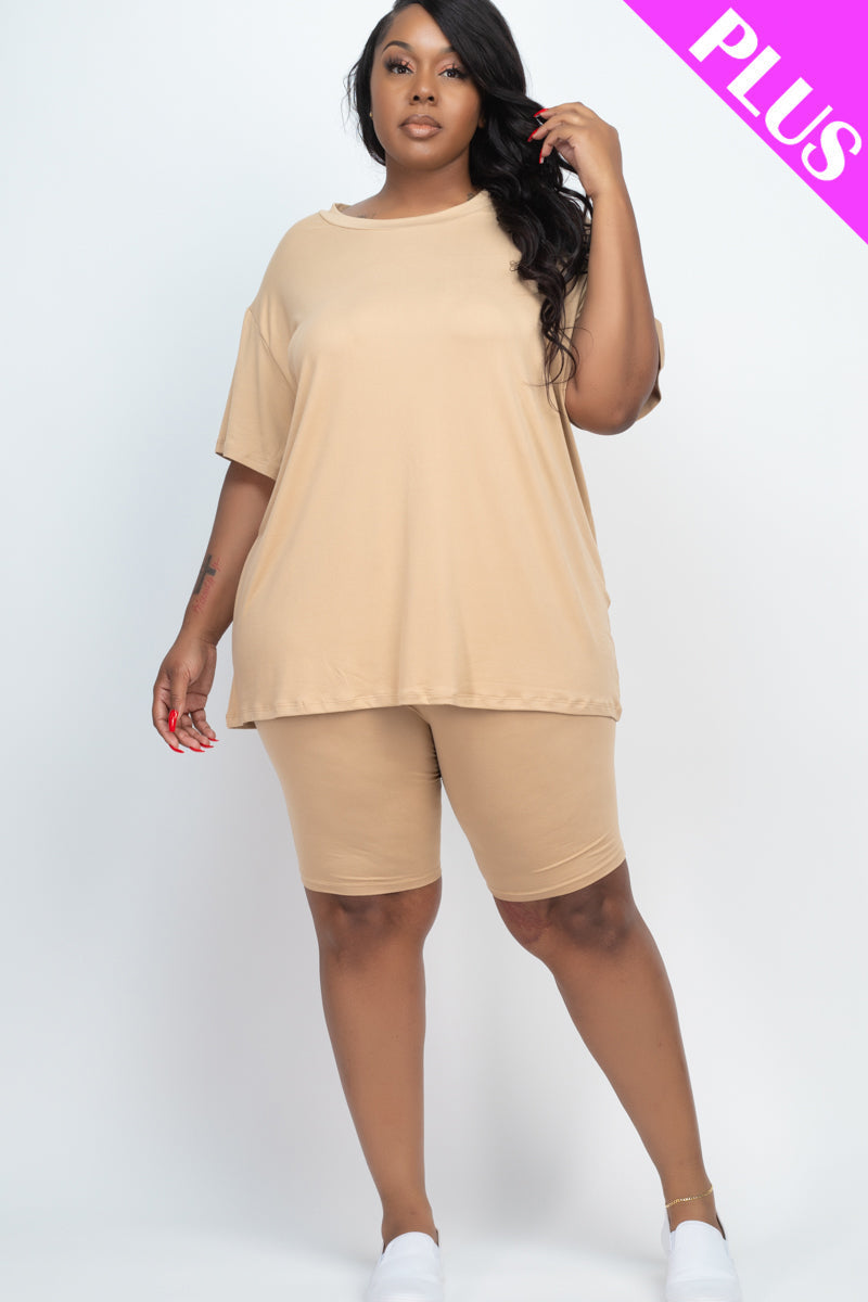Loose Fit Top&Biker Shorts Set