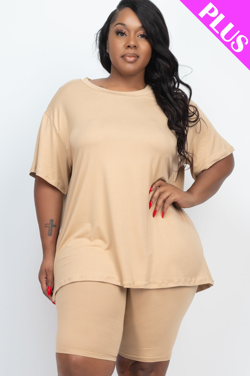 Loose Fit Top&Biker Shorts Set
