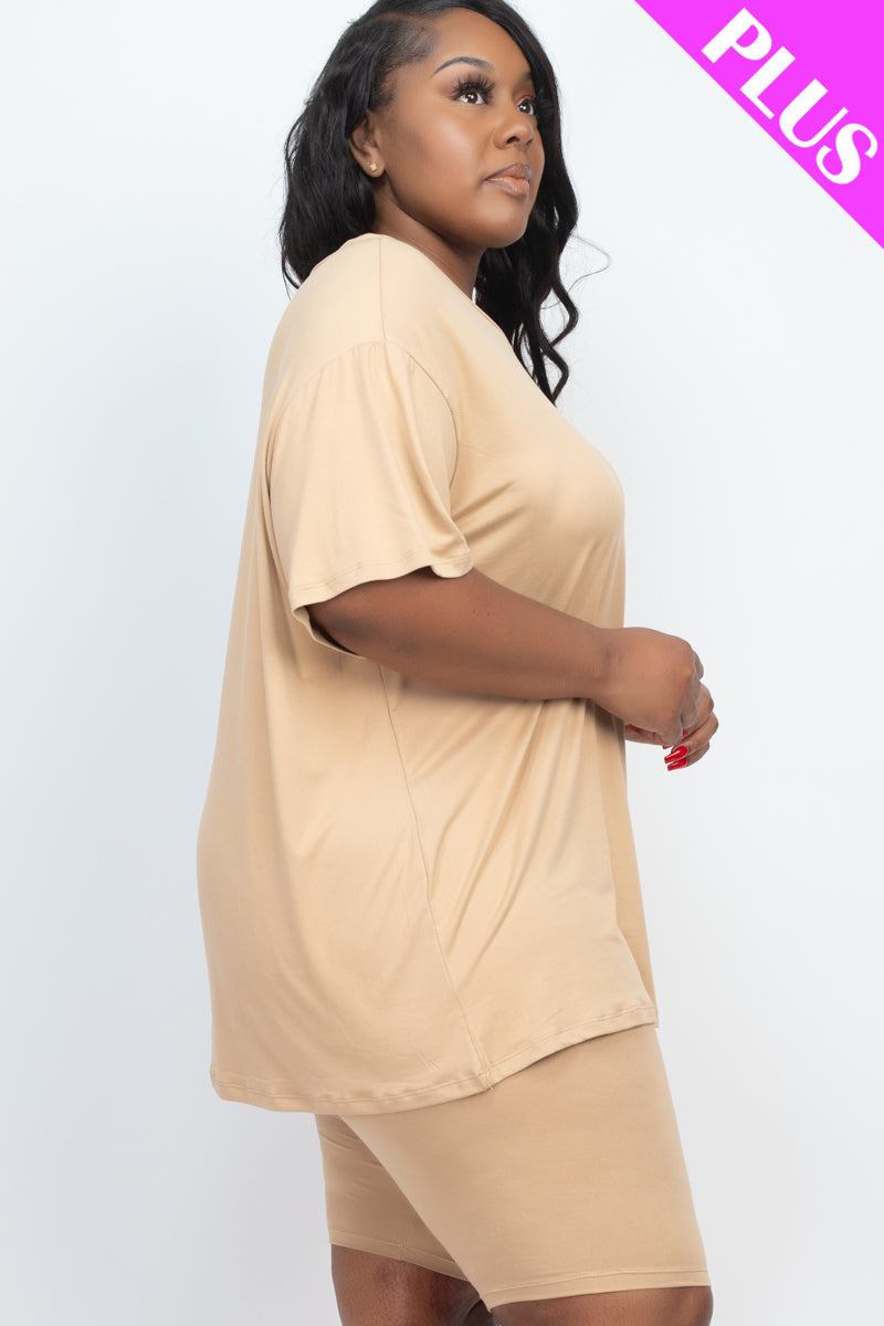 Loose Fit Top&Biker Shorts Set
