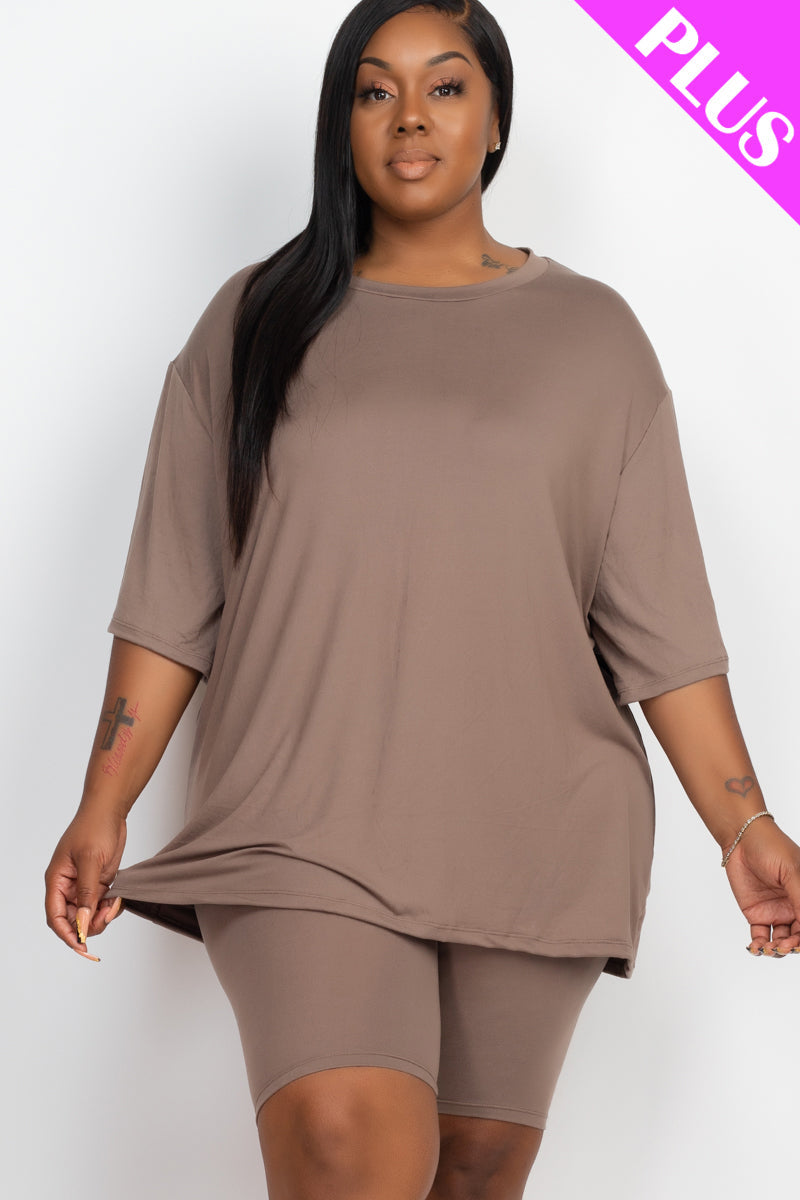 Loose Fit Top&Biker Shorts Set