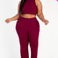 Ribbed Mock Neck Crop Tank Top& Bootcut Pants Set