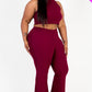 Ribbed Mock Neck Crop Tank Top& Bootcut Pants Set