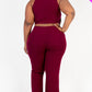 Ribbed Mock Neck Crop Tank Top& Bootcut Pants Set