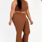 Ribbed Mock Neck Crop Tank Top& Bootcut Pants Set