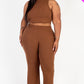 Ribbed Mock Neck Crop Tank Top& Bootcut Pants Set