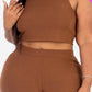 Ribbed Mock Neck Crop Tank Top& Bootcut Pants Set