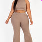 Ribbed Mock Neck Crop Tank Top& Bootcut Pants Set