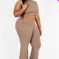 Ribbed Mock Neck Crop Tank Top& Bootcut Pants Set