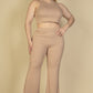 Ribbed Mock Neck Crop Tank Top& Bootcut Pants Set
