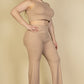 Ribbed Mock Neck Crop Tank Top& Bootcut Pants Set