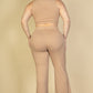 Ribbed Mock Neck Crop Tank Top& Bootcut Pants Set