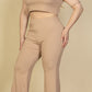 Ribbed Mock Neck Crop Tank Top& Bootcut Pants Set