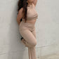 Ribbed Mock Neck Crop Tank Top& Bootcut Pants Set