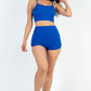 Ribbed Cami Crop Top & Ruched Shorts Set