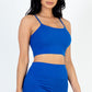 Ribbed Cami Crop Top & Ruched Shorts Set